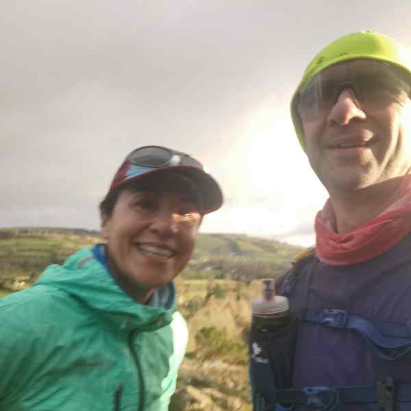 4 Chris with a client on the hills reccing for Lakeland